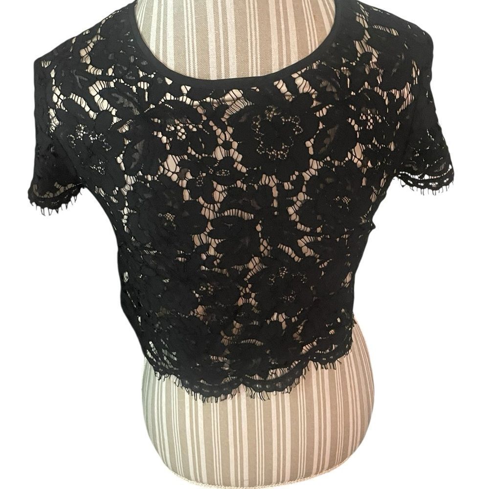 Eliza J size 4 Elegant Black Lace Top excellent condition worn once